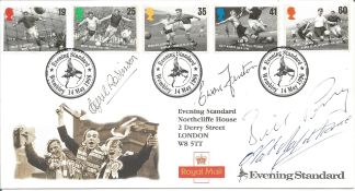1958 cup final players signed Football Legends FDC. Signed by Cyril Robinson, Nat Lofthouse, Billy