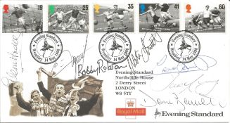 Football Legends multi-signed FDC. Signed by O’Leary, Tiganna, Smith, Bassett, Souness, Hoddle and