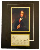 Viscount Palmerston 14x11 inch mounted signature piece includes signed page and colour