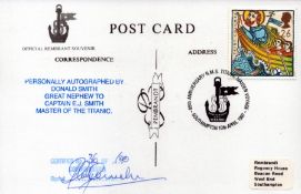 Titanic Donald Smith signed 85th Anniversary Postcard