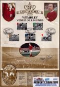 Nobby Stiles signed 75th Anniversary Wembley Venue of Legends 13x9 inch stamp signature piece treble