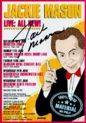 Jackie Mason signed 8x6 inch Theatre tour flyer. Good Condition. All autographs come with a