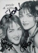 Gayle and Gillian Blakeney signed 6x4 inch black and white promo photo. Good Condition. All