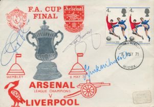 Arsenal legends Charlie George, Frank Mclintock and Jon Sammels multi signed Arsenal v Liverpool F.A