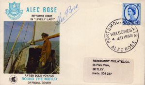 Alec Rose signed Returns Home in 'Lively Lady' after solo voyage round the world official cover.