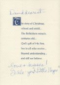 Gale Storm signed Christmas card to David Guest in original mailing envelope. Good Condition. All
