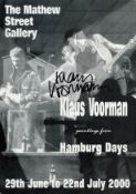 Klaus Voormann signed 12x8 inch The Mathew Street Gallery paintings from Hamburg Days promo photo.