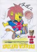 England 1966 World Cup Winners multi signed Norman Hood World Cup Willy print signatures include