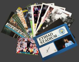 Manchester City collection 14 assorted signed photos includes great names such as Joe Hart, Laporte,