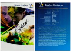 Stephen Hendry Signed Colour Promo. Picture 8.25x6 Inch. Good condition. All autographs come with