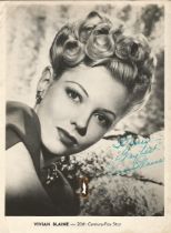 Vivian Blaine signed 8x6inch black and white photo. Good condition. All autographs come with a