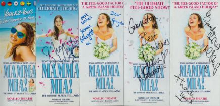Theatre Flyer 'MAMMA MIA!' Musical 5 x Signed signatures such as Shona White, Mazz Murray, Jasmin