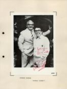 Two Ronnies; Ronnie Barker and Ronnie Corbett signed 8x6 inch approx black and white photo mounted