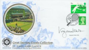 Virgina Wade signed Great Sporting Events Collection St Johns Ambulance FDC. 2 stamps 1 postmark.