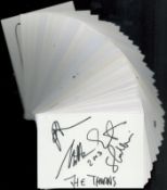 Entertainment collection of 50 signed white cards with signatures of The Thorns, Three Degrees,