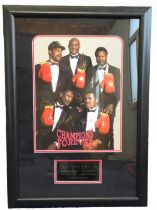 Champions Forever photo signed by Muhammad Ali, Ken Norton, Joe Frazier, Larry Holmes and George