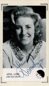 Vera Lynn signed 6x3.5 approx black and white photo mounted on paper. Good condition. All autographs