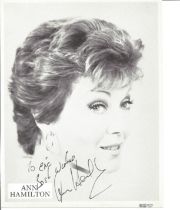 Ann Hamilton signed 10x8inch black and white photo. Dedicated. Good condition. All autographs come