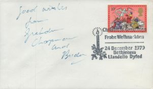 Graham Chapman, a 1979 Christmas Stamp envelope, size 6x3.5 inches, postmarked 24 December.