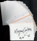 Entertainment collection of 50 signed white cards with signatures of World Party, Sir Peter Wright