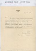 Archbishop Cosmo Gordon Lang TLS dated 17/12/1926. Good condition. All autographs come with a