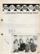 Bucks Fizz signed 6x4 inch black and white photo mounted on fan club A4 letter. Good condition.
