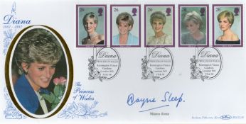 Wayne Sleep signed Diana 1961-1997 Benham FDC Triple PM Diana Princess of Wales Kensington Palace