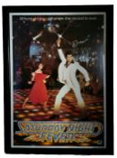 John Travolta signed Saturday Night Fever framed movie poster 43x31 inch approx. Good condition. All