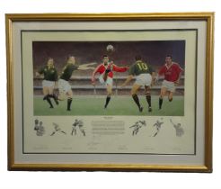 Pride of Lions 1997 by Keith Fearon signed framed print 28x38 inch approx. Signatures of Martin