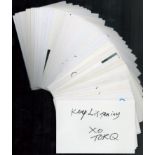 Entertainment collection of 50 signed white cards with signatures of Rachael Stevens, Mike Stern,
