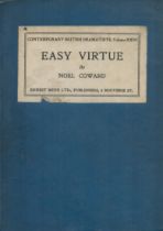 Easy Virtue by Noel Coward hardback book. First edition. UNSIGNED. Good condition. All autographs