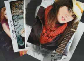 5 x Actress/Singer Music signed Promo 3 x colour photos plus 2 black & white photos. Signatures such