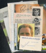 Sports collection of 8 signature pieces, newspaper clippings and photos of various sizes including