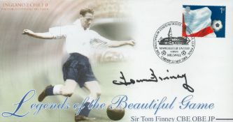 Tom Finney signed Legends of the beautiful game FDC. 1 Stamp 1 postmark. Man United v Millwall