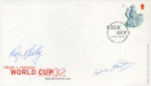 Johnny Haynes and Roy Bentley signed Pride and Passion World Cup 2002 FDC. 1 Stamp 1 Postmark.