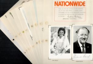 TV presenter collection of 9 pages of ASL/TSL and signed photos including names of David Coleman,
