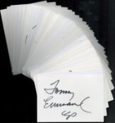 Entertainment collection of 50 signed white cards with signatures of Don Farndon, Sir James