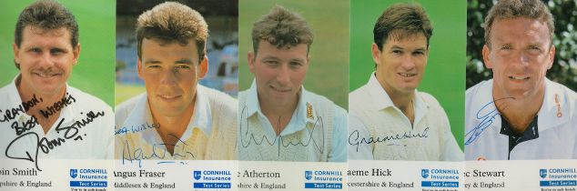 Cricket 5 x signed Promo colour photo 6x4 Inch. Signatures such as Mike Atherton, Angus Fraser,