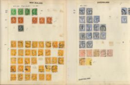 Album Pages with used Worlwide Stamps Countries Include Canada, New Zealand, New Foundland, New