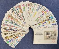 GB First Day Covers Collection approx 45 with Stamps and FDI Postmarks Includes Penny Black