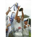Chris Adams signed 12x8 inch colour photo pictured celebrating while with Sussex C.C.C. Good