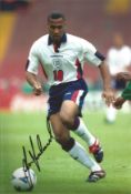 Les Ferdinand signed 12x8 inch colour photo pictured while playing for England. Good condition.