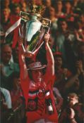 Lee Sharpe signed 12x8 inch colour photo pictured celebrating with the Premier League trophy