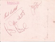 Football. Barnsley FC 1950's Multi Signed Autograph Album Page. Signed by 4 including Frank Bartlett