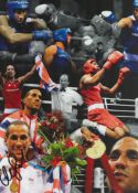 Boxing James DeGale signed 16x12 colour montage photo. Good condition. All autographs come with a