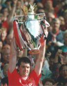 Gary Pallister signed 12x8 inch colour photo pictured celebrating with the Premier League trophy