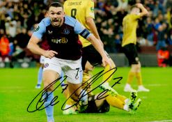 John McGinn signed 12x8 inch colour photo pictured celebrating while in action for Aston Villa. Good