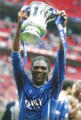 Nwankwo Kanu signed 12x8 inch colour photo pictured celebrating with the FA Cup while with