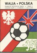 Poland v Wales 1973 World Cup Qualifier Chorzow vintage programme. Good condition. All autographs