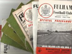 Fulham FC Collection of 12 Vintage Matchday Programmes. Mainly Programmes Vs Manchester United.